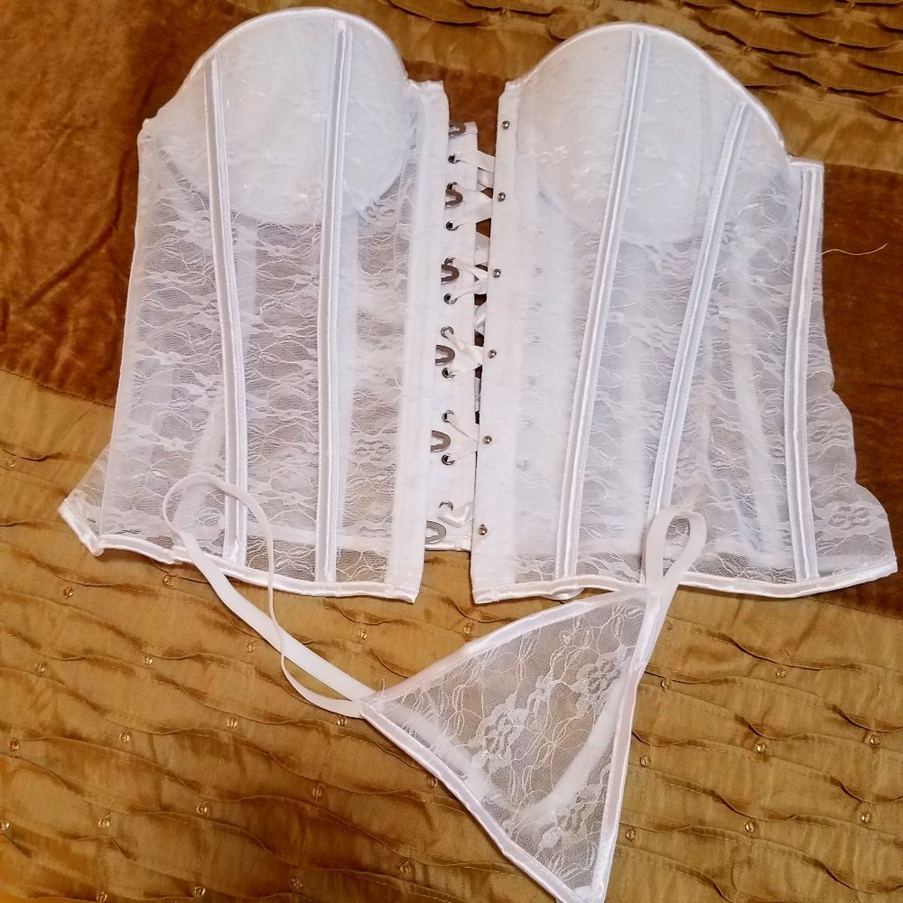 Lace corset and lace thong